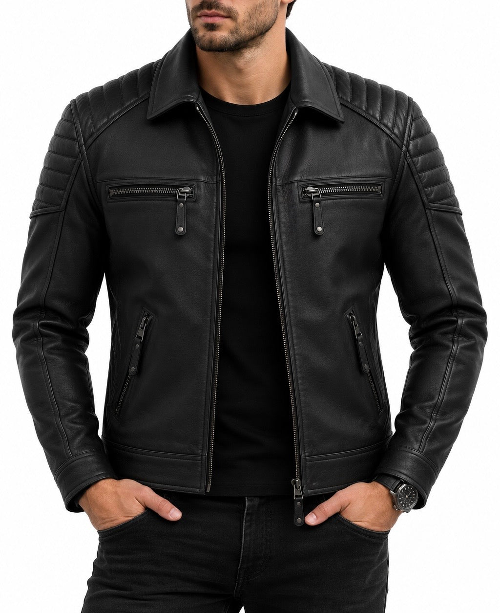 Midnight Apex Real Sheepskin Leather Jacket