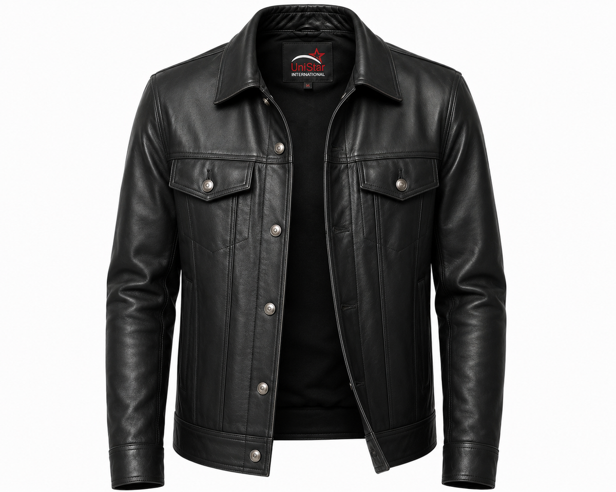 Ravenford Premium Sheepskin Real Leather Trucker Jacket