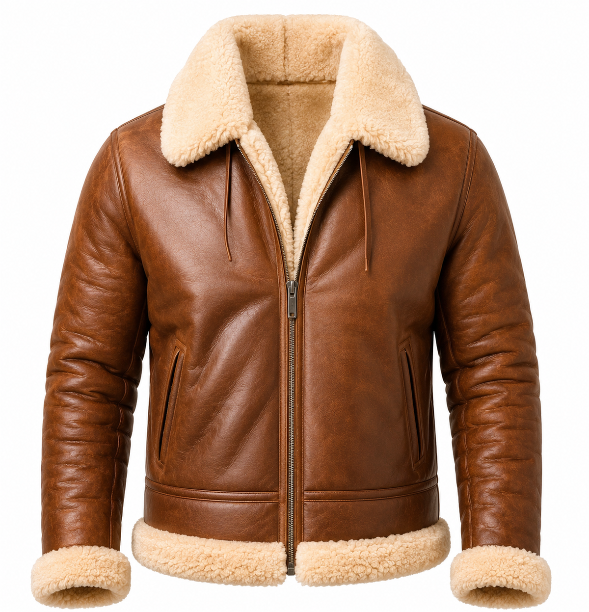Men's RAF B3 Aviator Bomber Jacket Real Sheepskin Leather Jacket