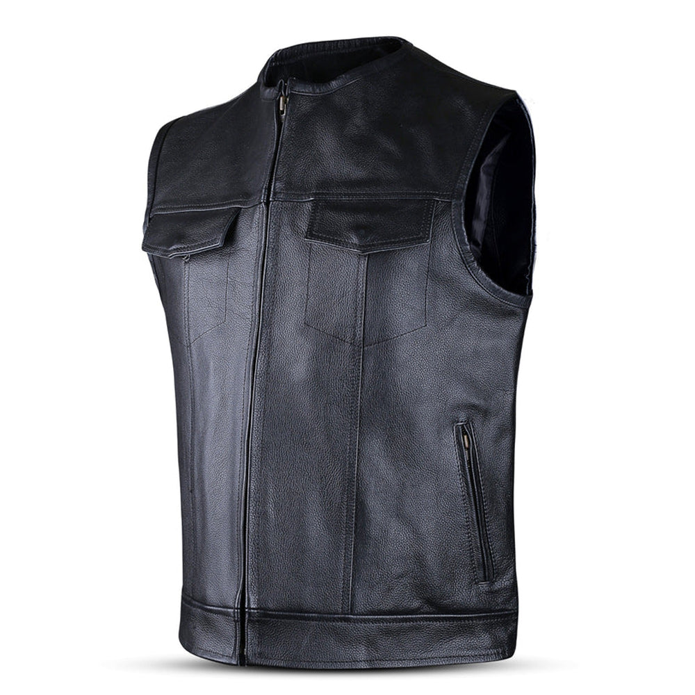 Gilet en cuir style motard urbain