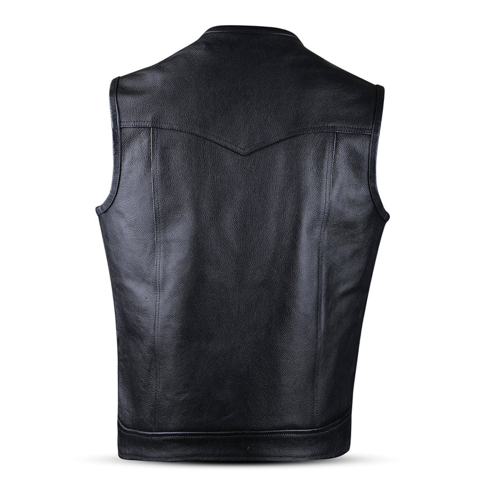 Gilet en cuir style motard urbain