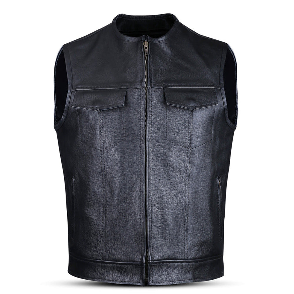Gilet en cuir style motard urbain