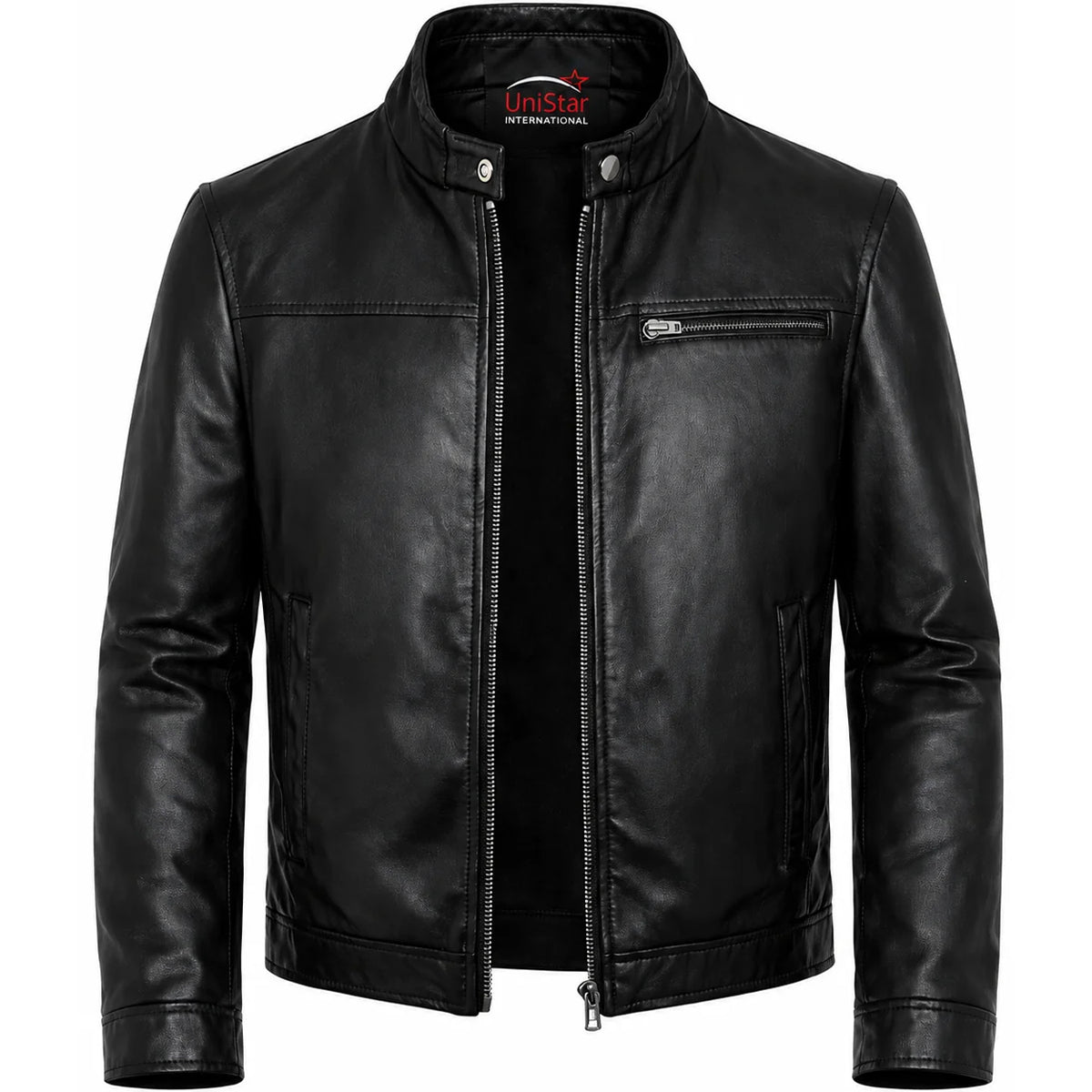 Blouson en cuir véritable marron Road Star