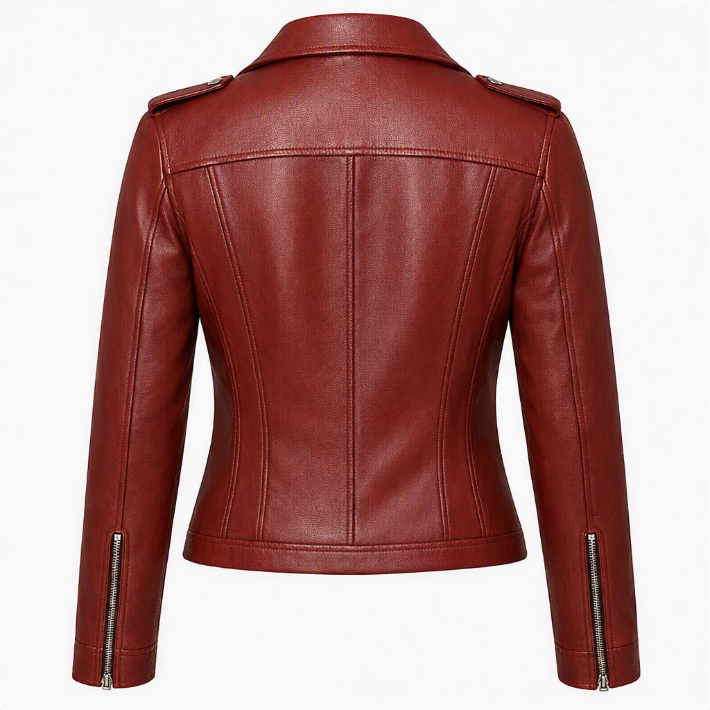 Women’s Red Washed & Waxed Real Sheepskin Leather Jacket