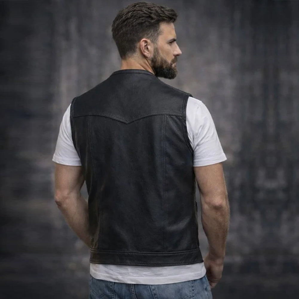 Bomber Homme en Cuir style Motard Gilet en cuir de motard veste en cuir (Prix promotionnel)