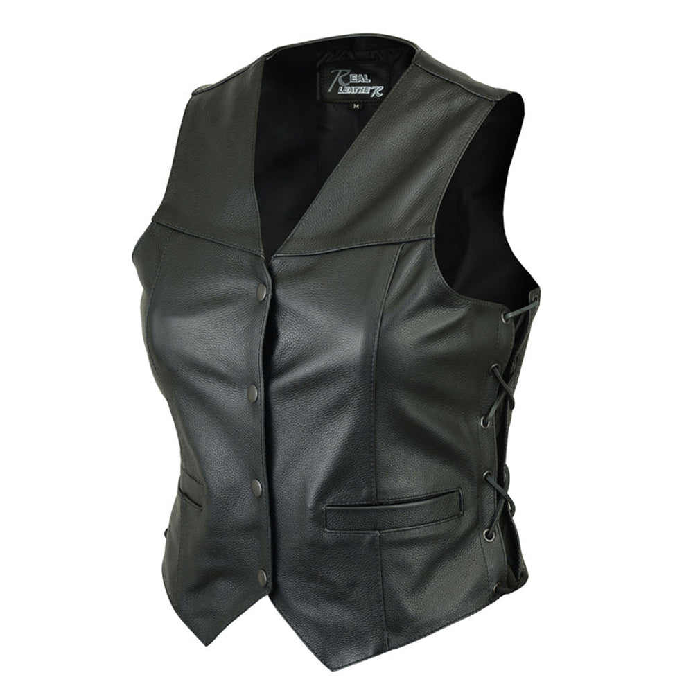 Maria Costello biker Style women Leather Vest  ladies biker leather vests
