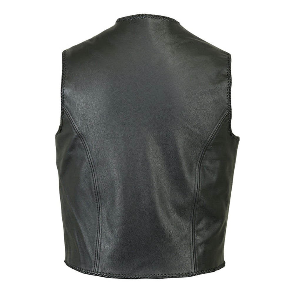 Manteau gilet motard tressé avec agrafe gilet en cuir style motard