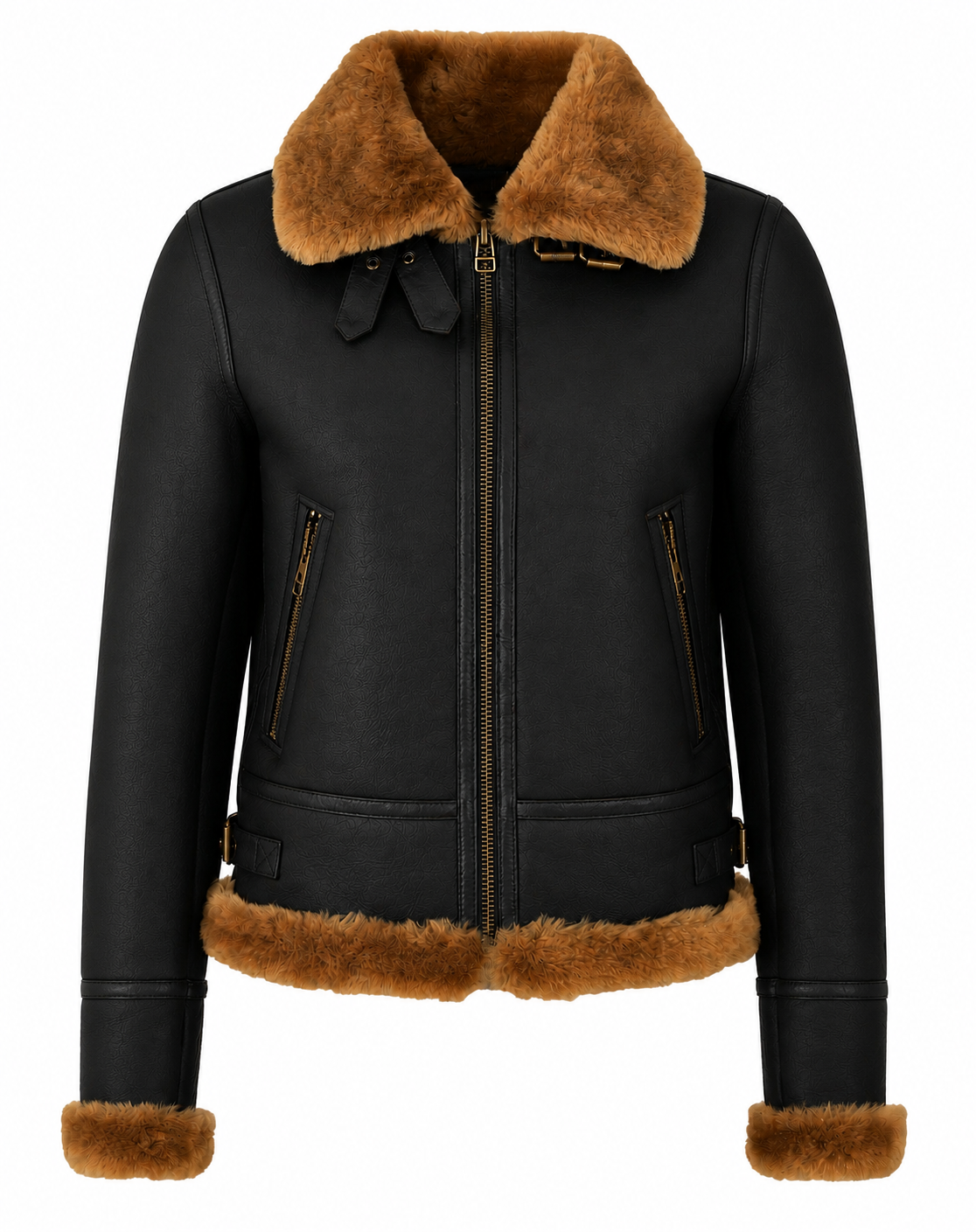 Women’s Black Heritage Pilot Shearling Real Leather Jacket
