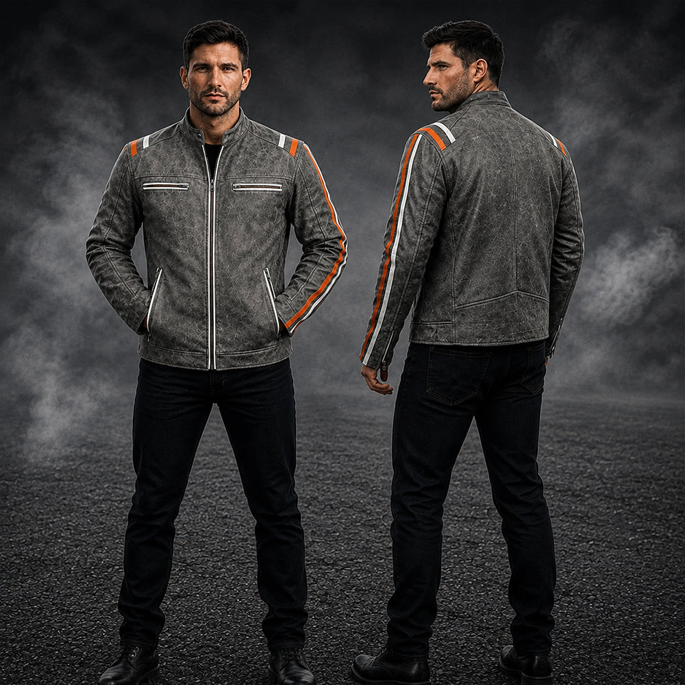 Blouson en cuir style motard vintage (Prix promotionnel)