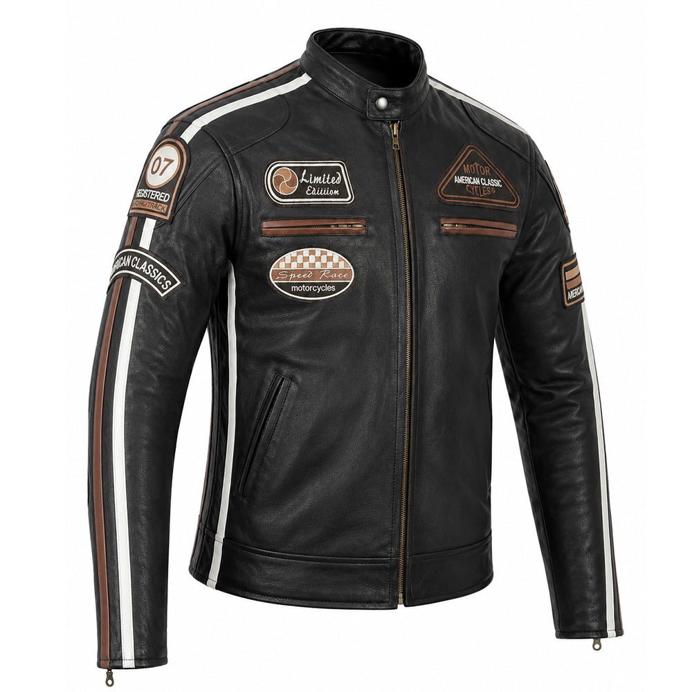 AMERCIAN CLASSIC MEN LEATHER BIKER JACKET (Promotional Price)