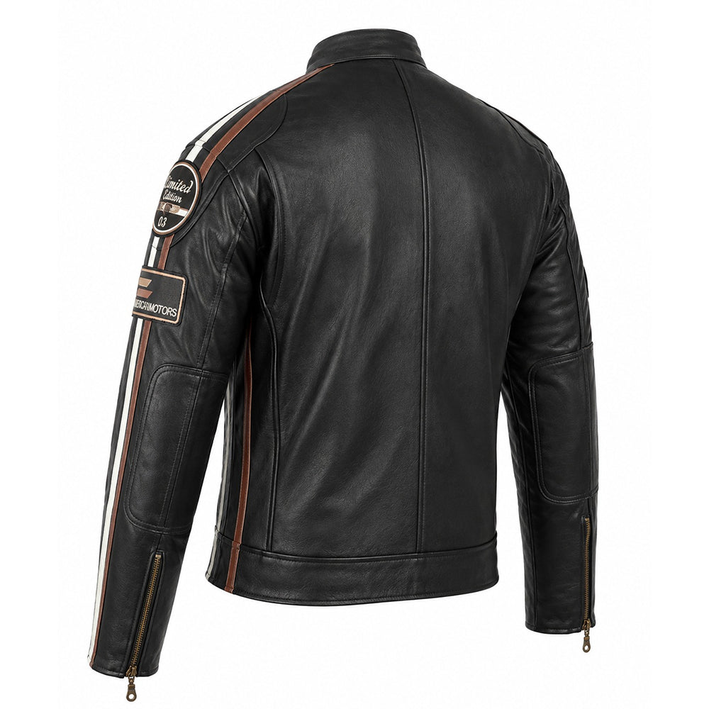BLOUSON DE MOTO CLASSIQUE AMÉRICAIN EN CUIR POUR HOMME (Prix promotionnel)