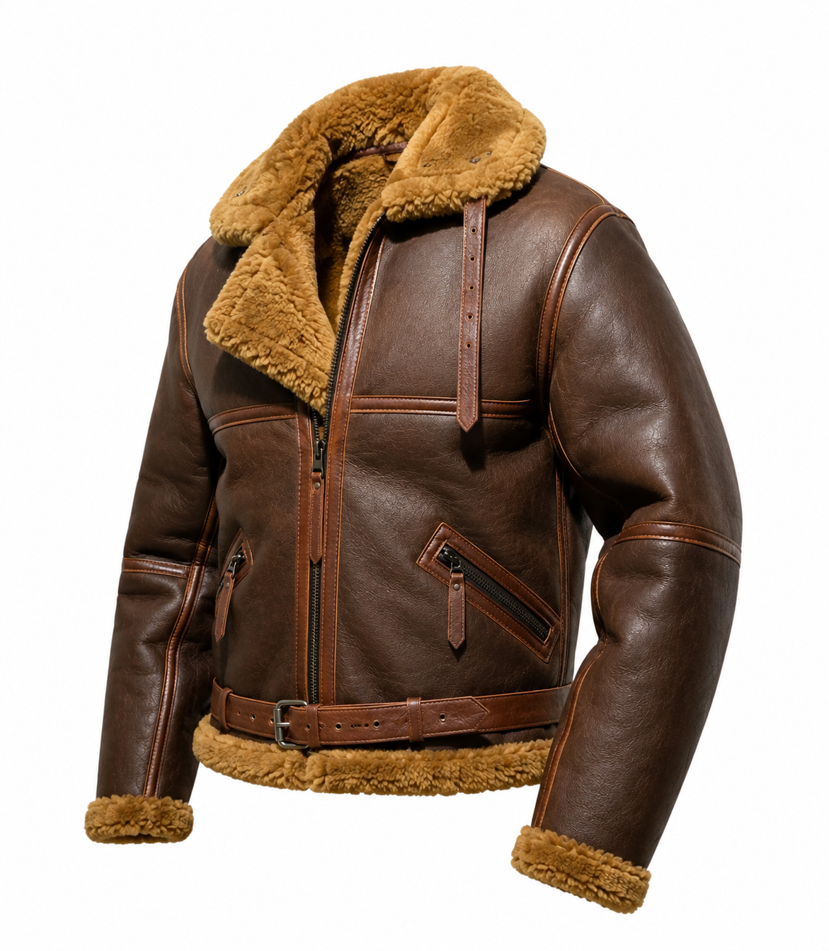 Men’s Brown B-3 Bomber Sheep Leather Jacket