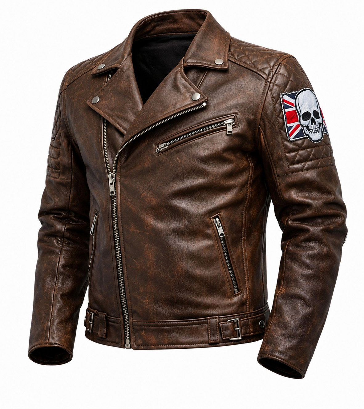 MEN'S PERFECTO BROWN REAL LEATHER JACKET