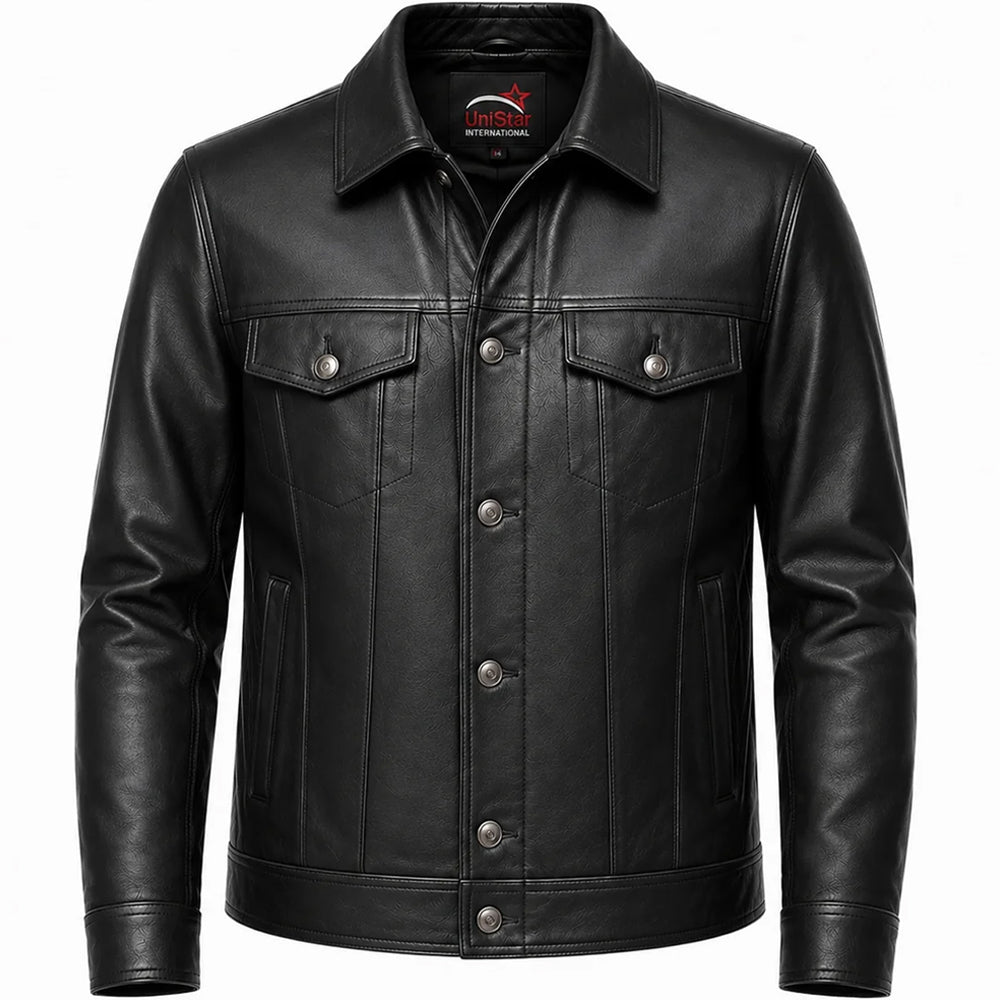 Ravenford Premium Sheepskin Real Leather Trucker Jacket