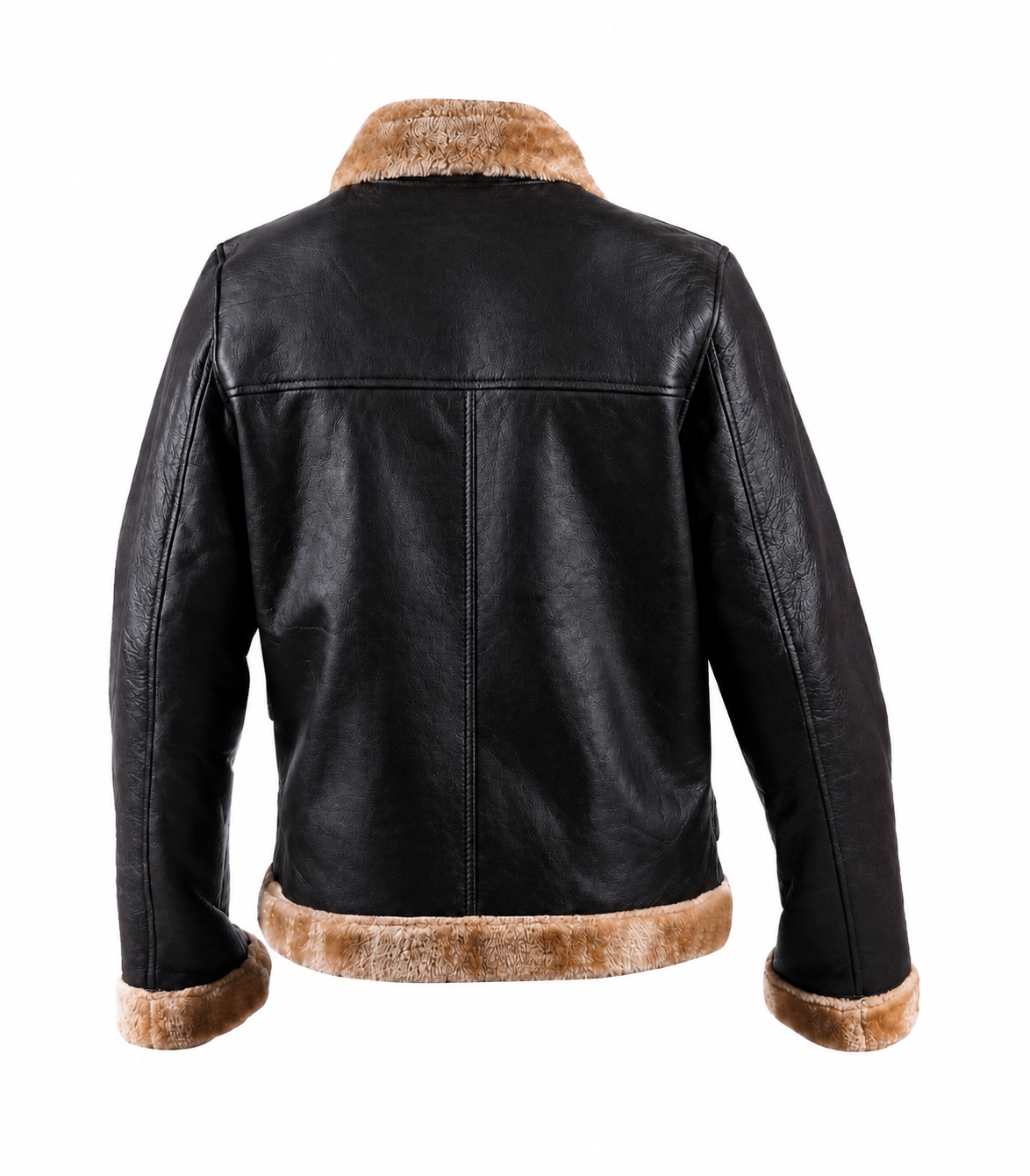 Men’s Black Real Leather Shearling Bomber Pilot Aviator Jacket