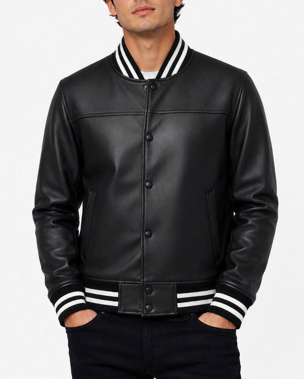 Shadowline Varsity Real Sheepskin Leather Jacket