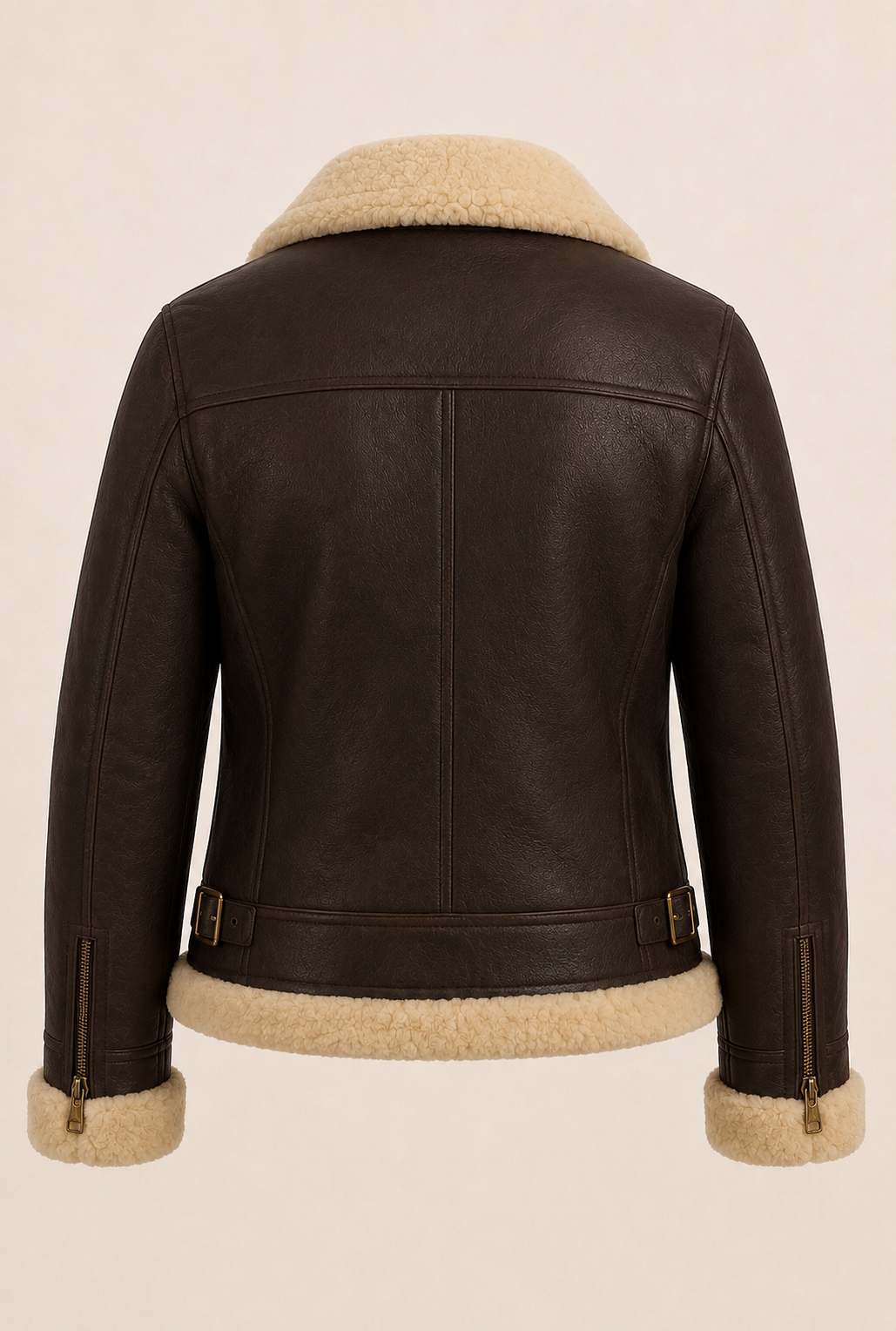 Women’s Real Sheepskin Leather Aviator Jacket with faux Shearling