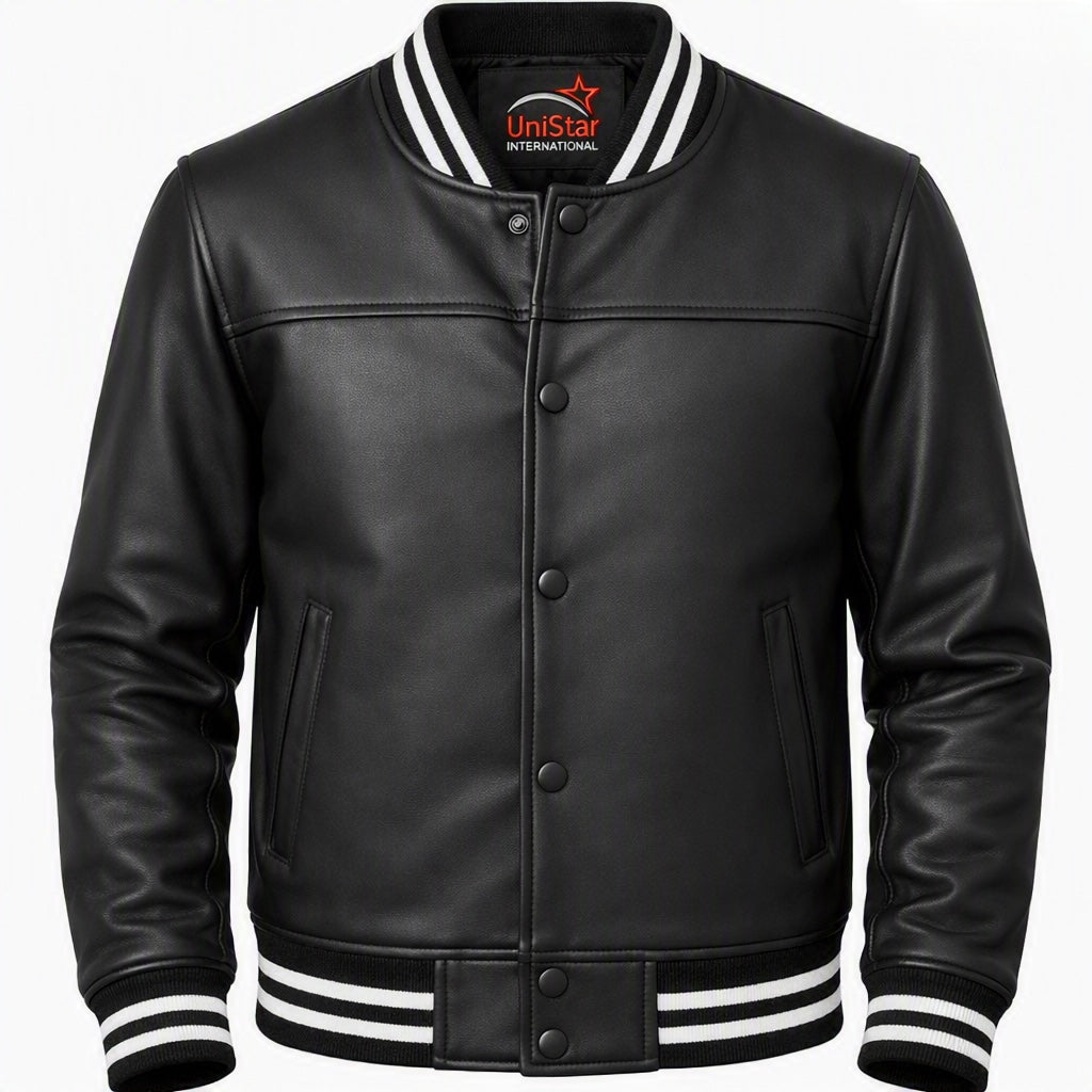 Shadowline Varsity Real Sheepskin Leather Jacket