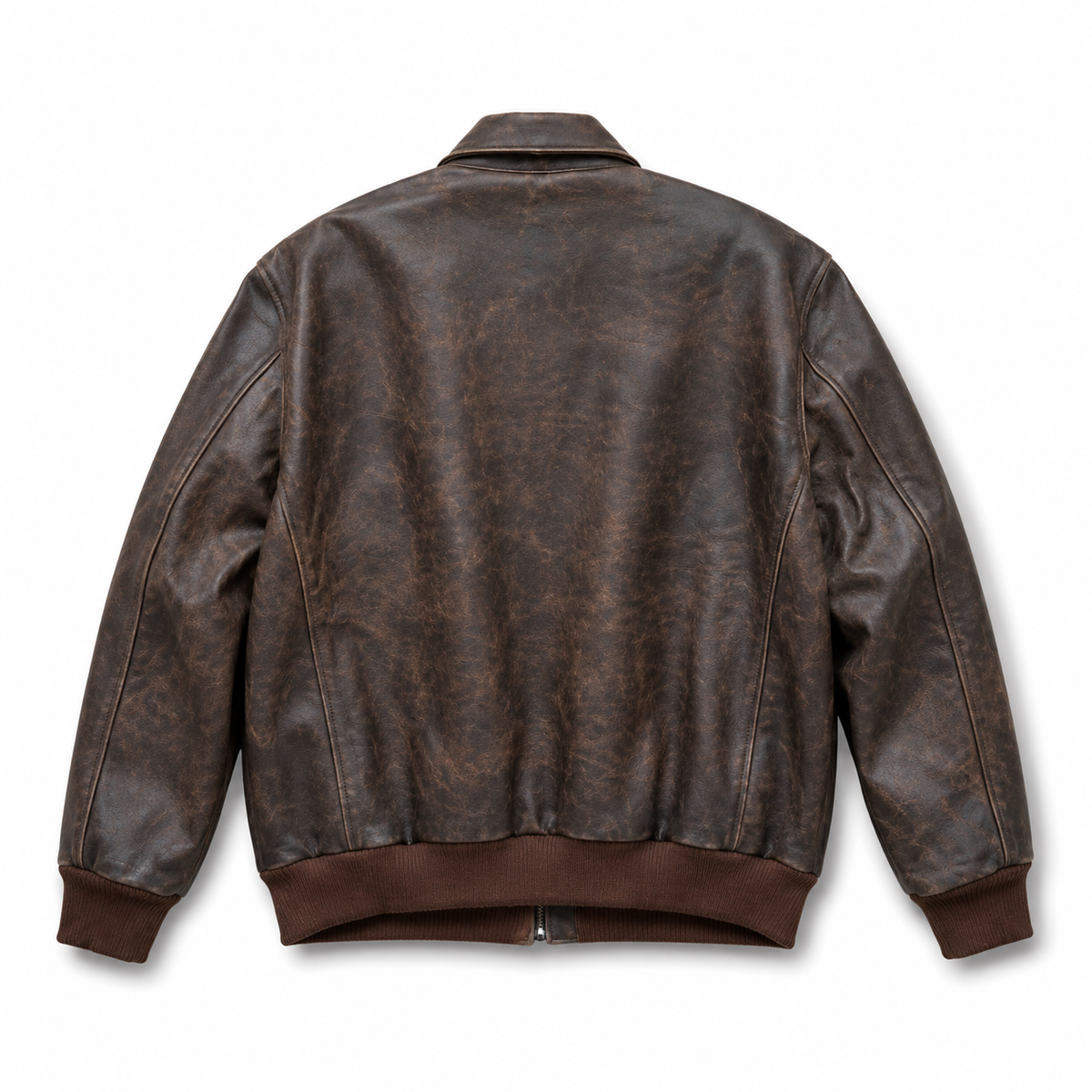 Vintage Copilot Distressed Real Cowhide Leather Bomber Jacket