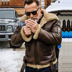 Men's Arnold RAF Aviator Real  Sheepskin Leather Jacket