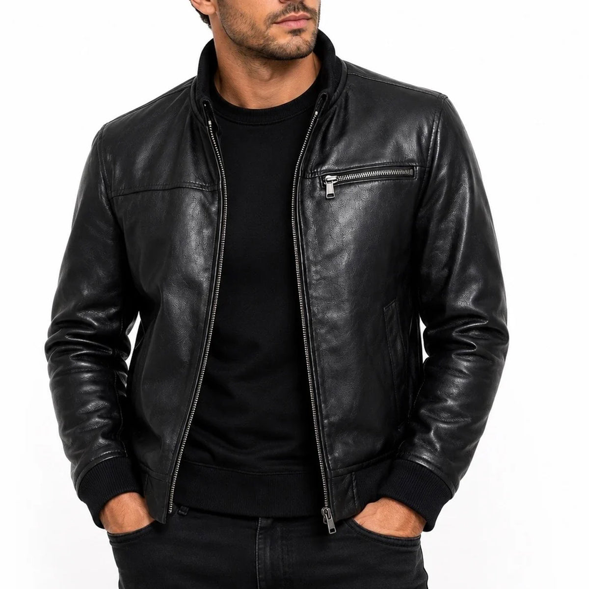 Blouson en cuir véritable pour homme Giorgio