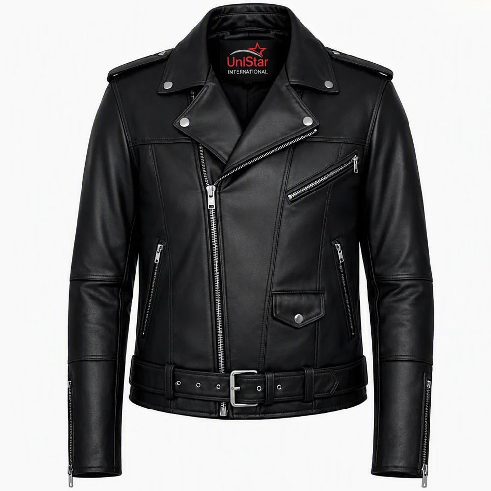 Real Leather Asymmetric Fashion Jacket