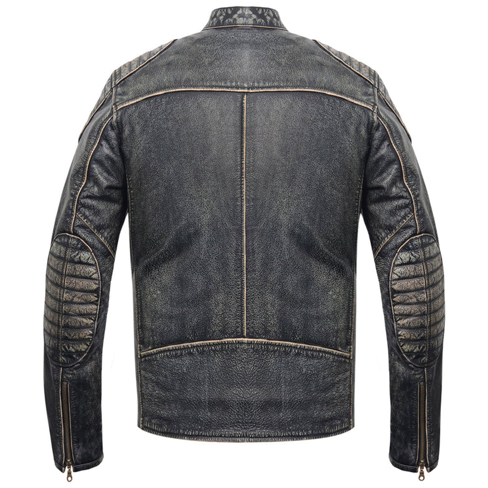 BLOUSON DE MOTO EN CUIR STYLE BIKER (Prix promotionnel)
