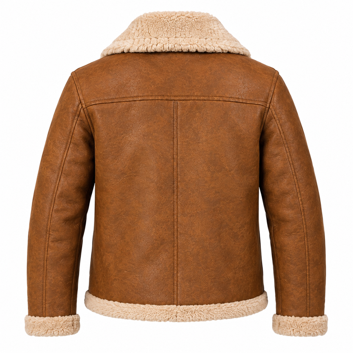 Men’s Waxed Brown Shearling-Lined Real Leather Aviator Jacket