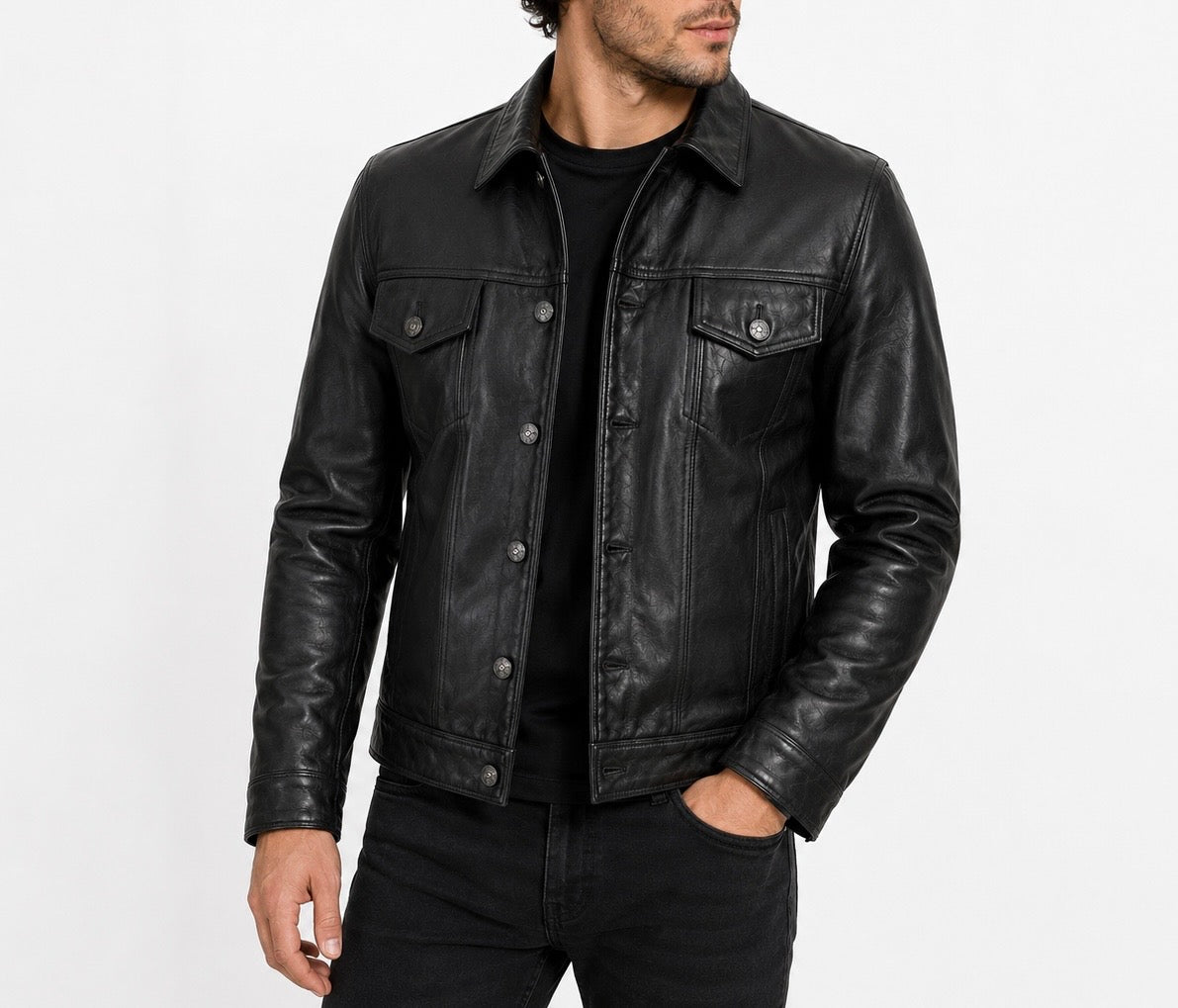 BLOUSON EN CUIR VÉRITABLE HOMME PEAU DE MOUTON