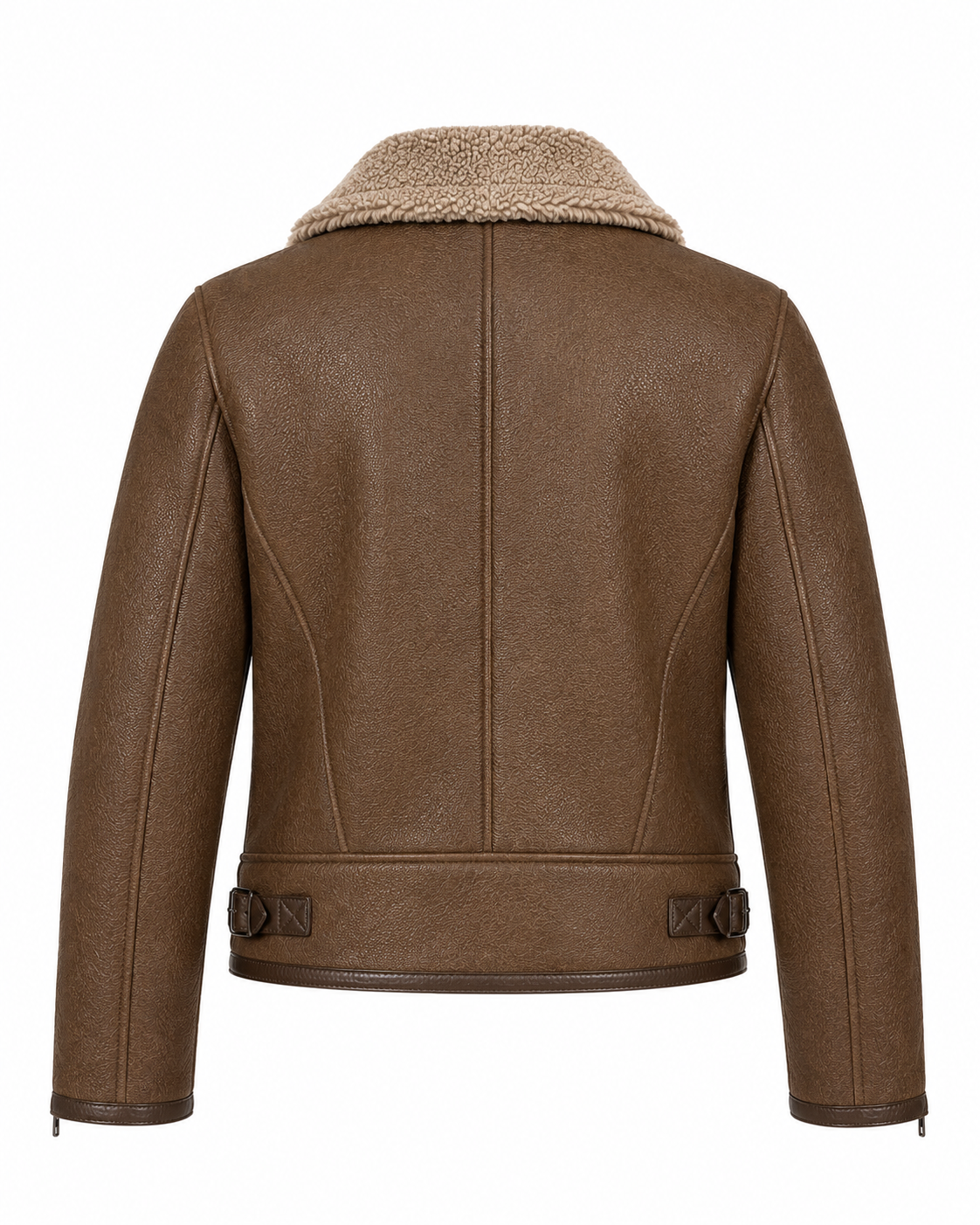 Men’s Brown Real Sheepskin Leather Aviator Jacket with faux Shearling