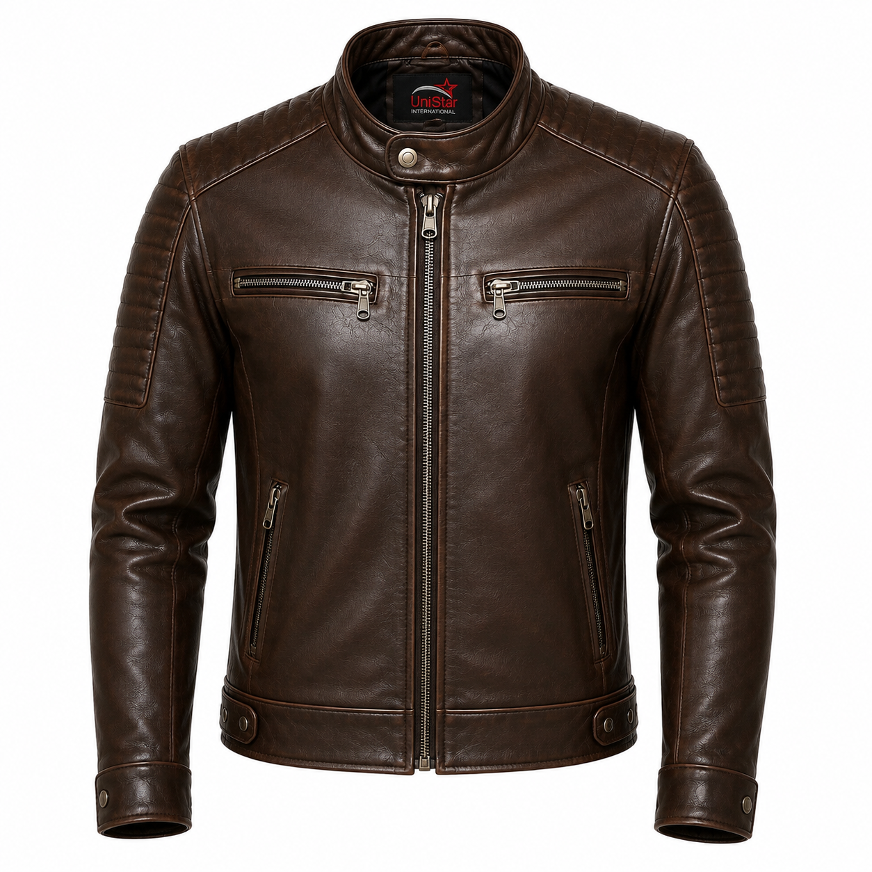 Cafe Racer Pro – Heritage Brown Waxed Sheepskin Leather Jacket