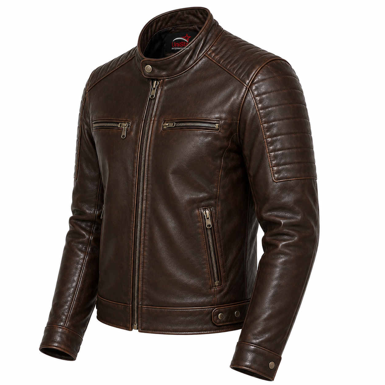 Cafe Racer Pro – Heritage Brown Waxed Sheepskin Leather Jacket