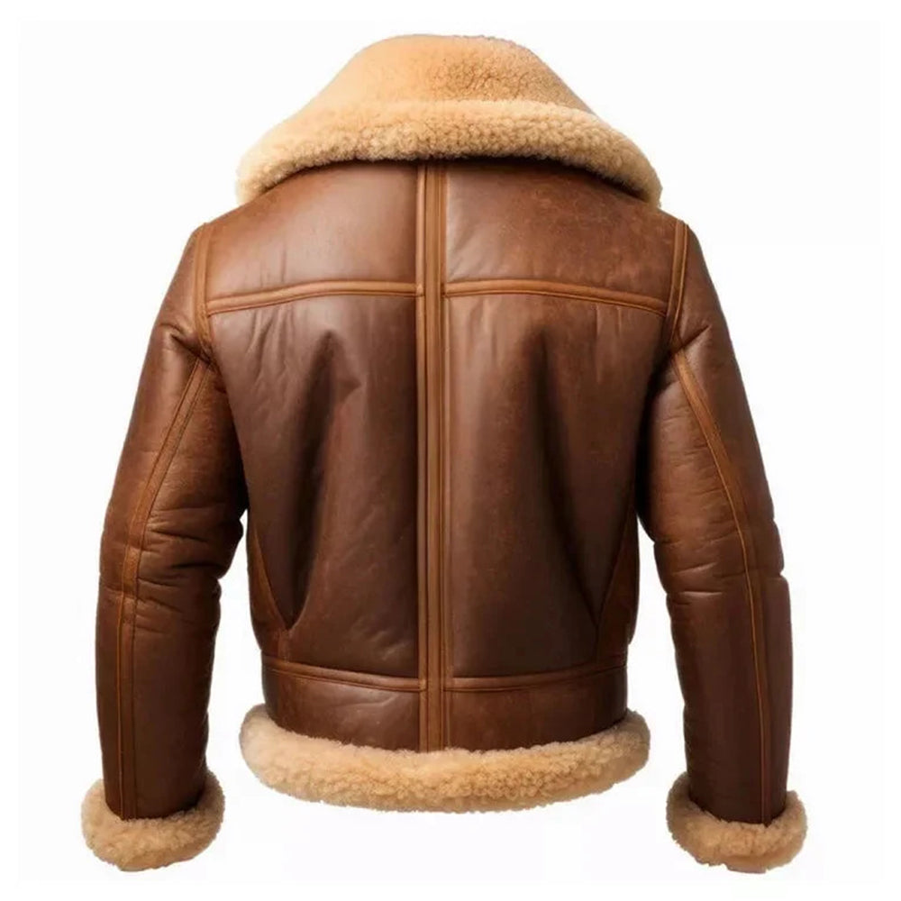 Veste Aviateur Bomber RAF B3 en Cuir Véritable Peau de Mouton pour Hommes