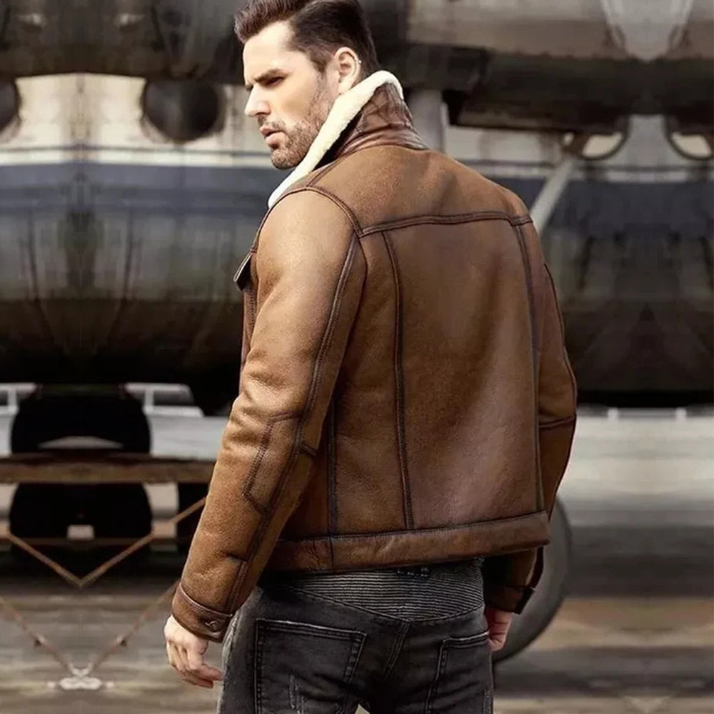 Men's Aviator Brown RAF B3 Flying Leather Jacket