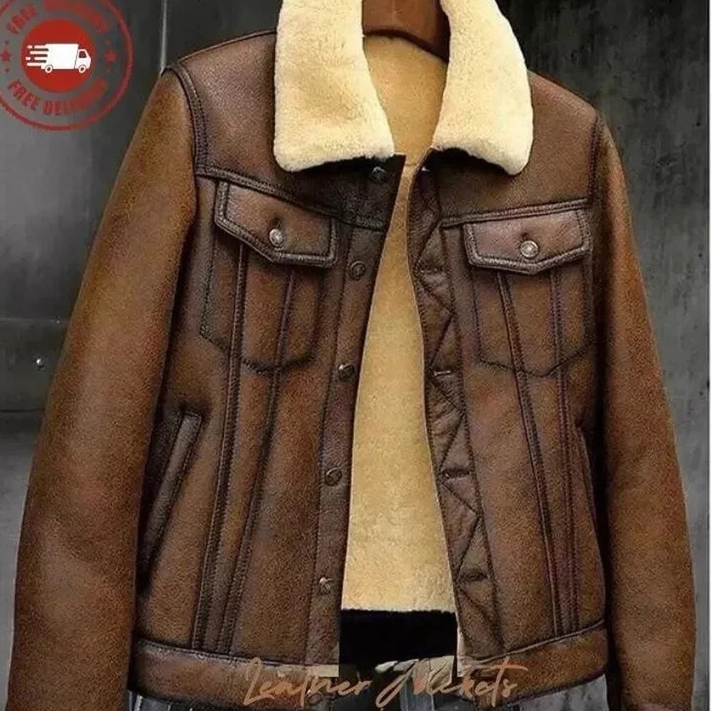 Men's Aviator Brown RAF B3 Flying Leather Jacket