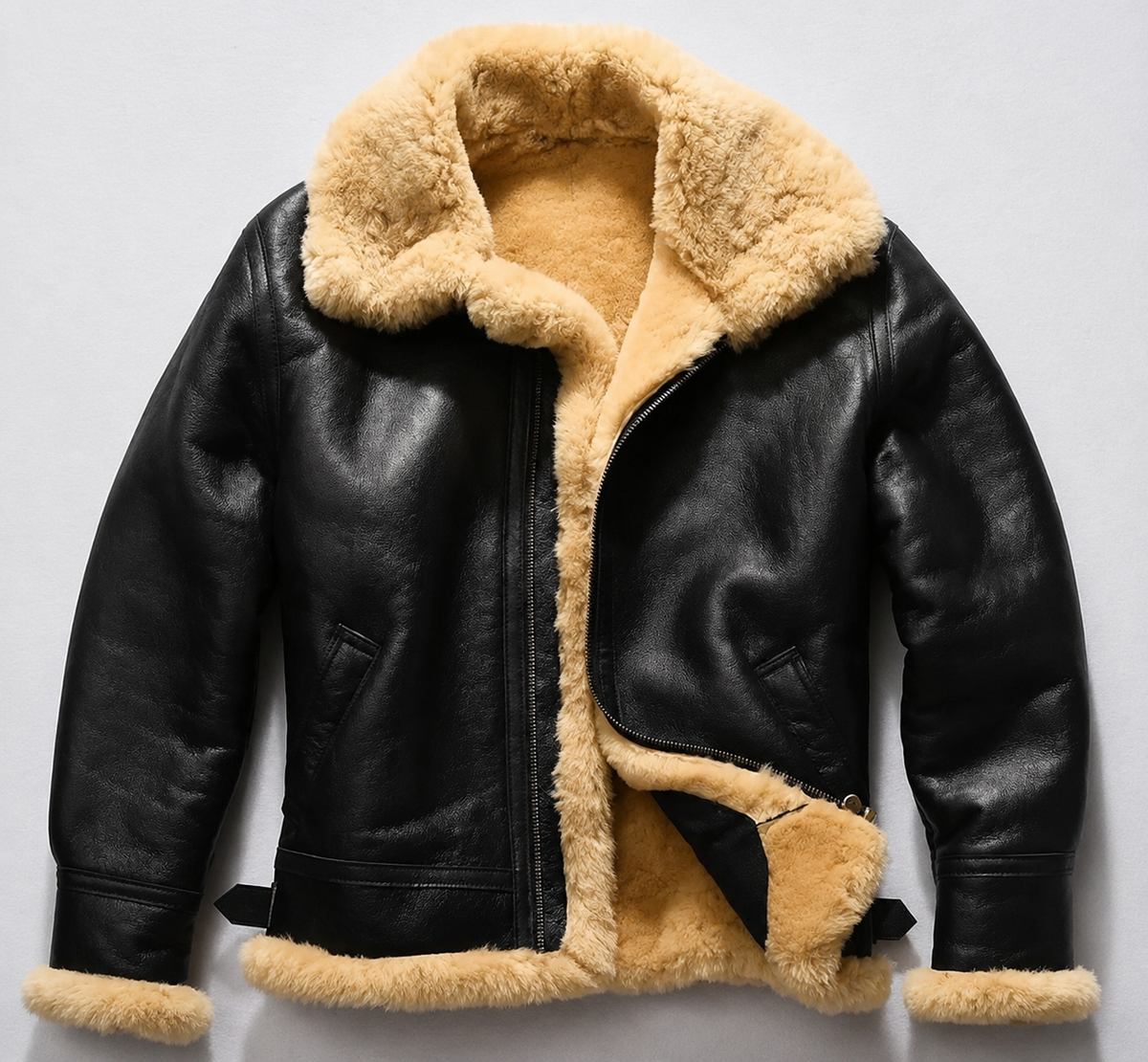 Blackridge Genuine Sheepskin Leather Aviator Bomber Shearling Jacket
