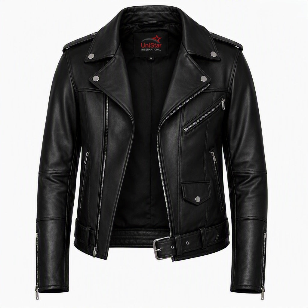Real Leather Asymmetric Fashion Jacket