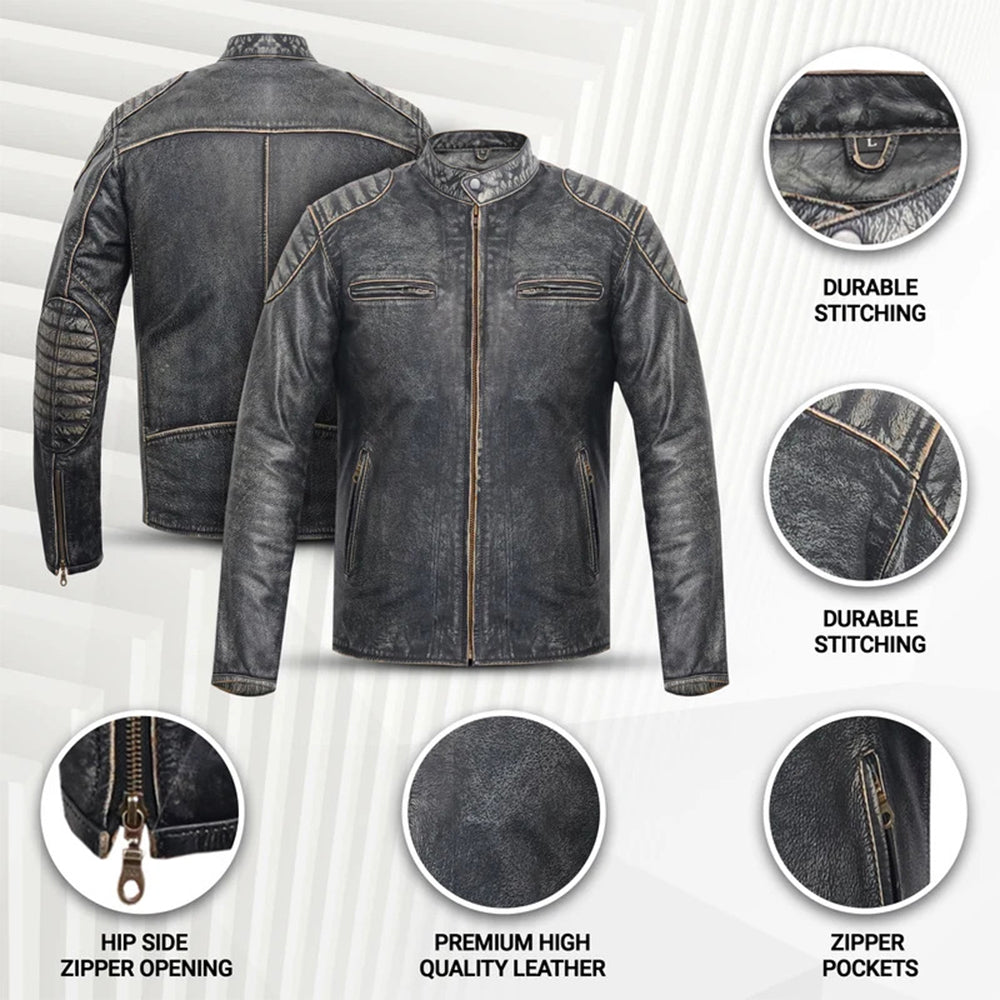 BIKER STYLE TOURING LEATHER JACKET (Promotional Price)