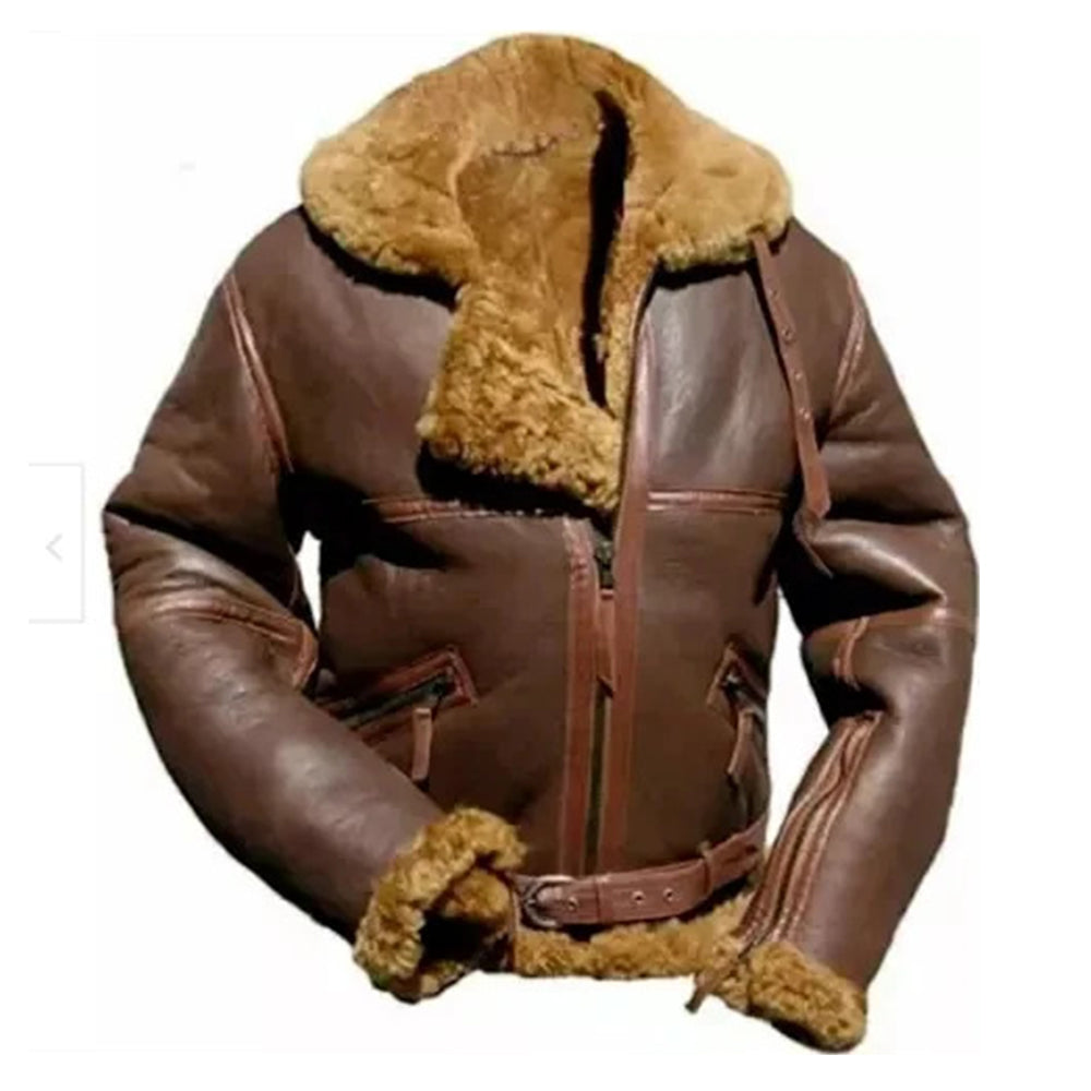 Men’s Brown B-3 Bomber Sheep Leather Jacket