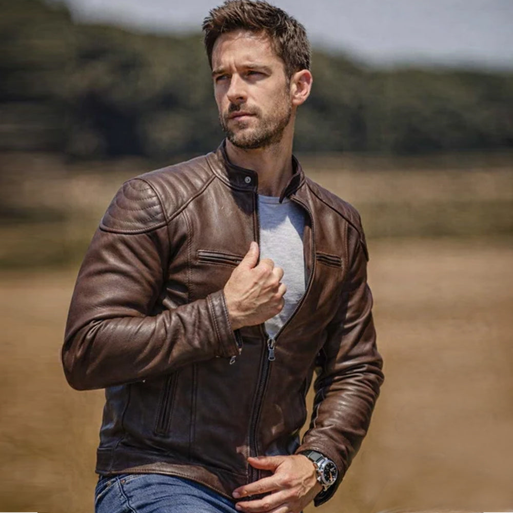Road Star Brown Real Leather  Jacket