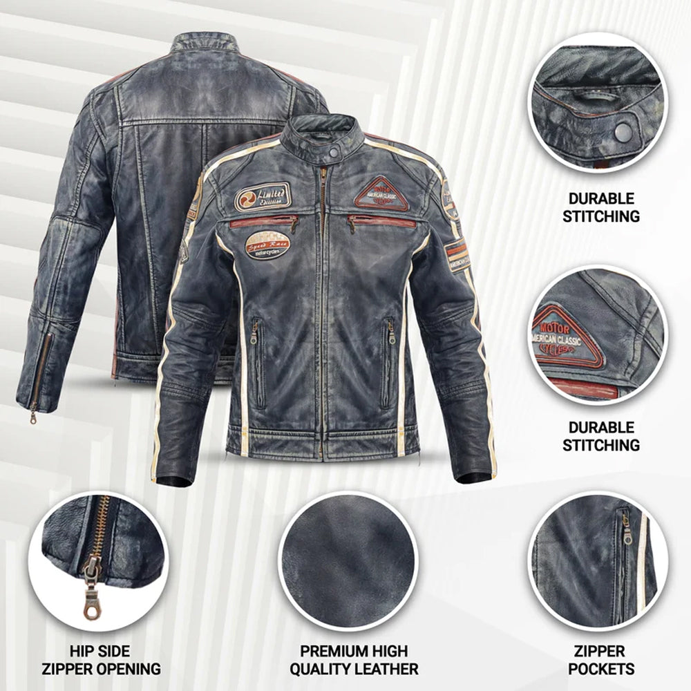 AMERCIAN CLASSIC Women LEATHER BIKER JACKET Black