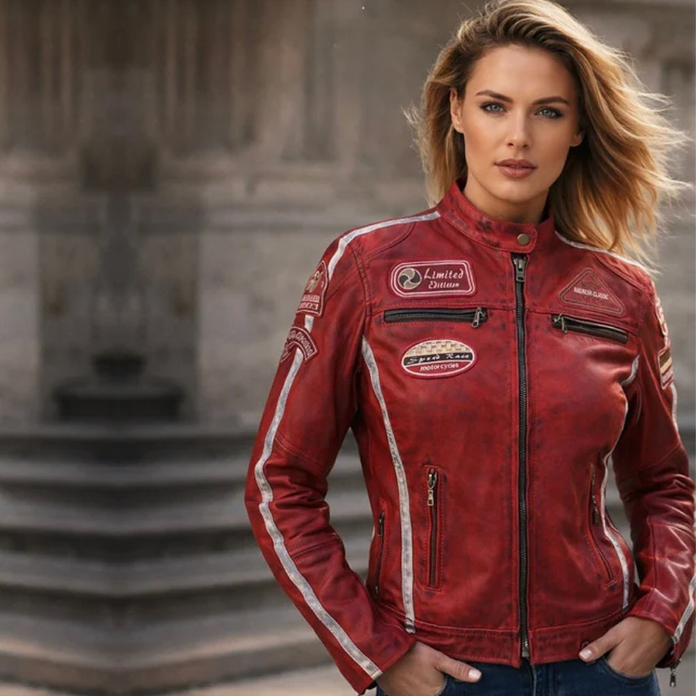 BLOUSON MOTARD FEMME CLASSIQUE AMÉRICAIN EN CUIR