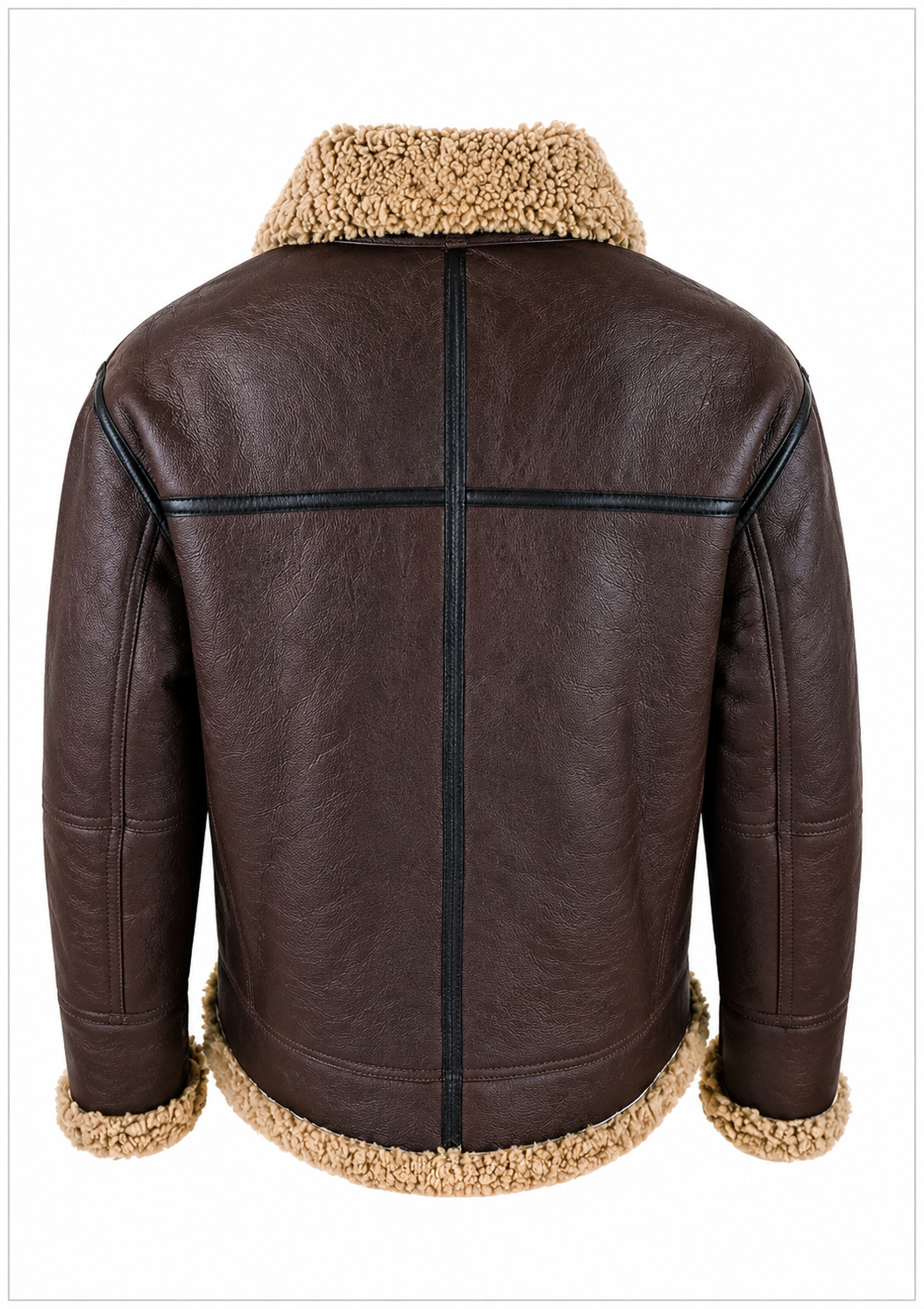 Men’s Classic Brown Sheepskin Leather Aviator Jacket with Shearling Fur Collar
