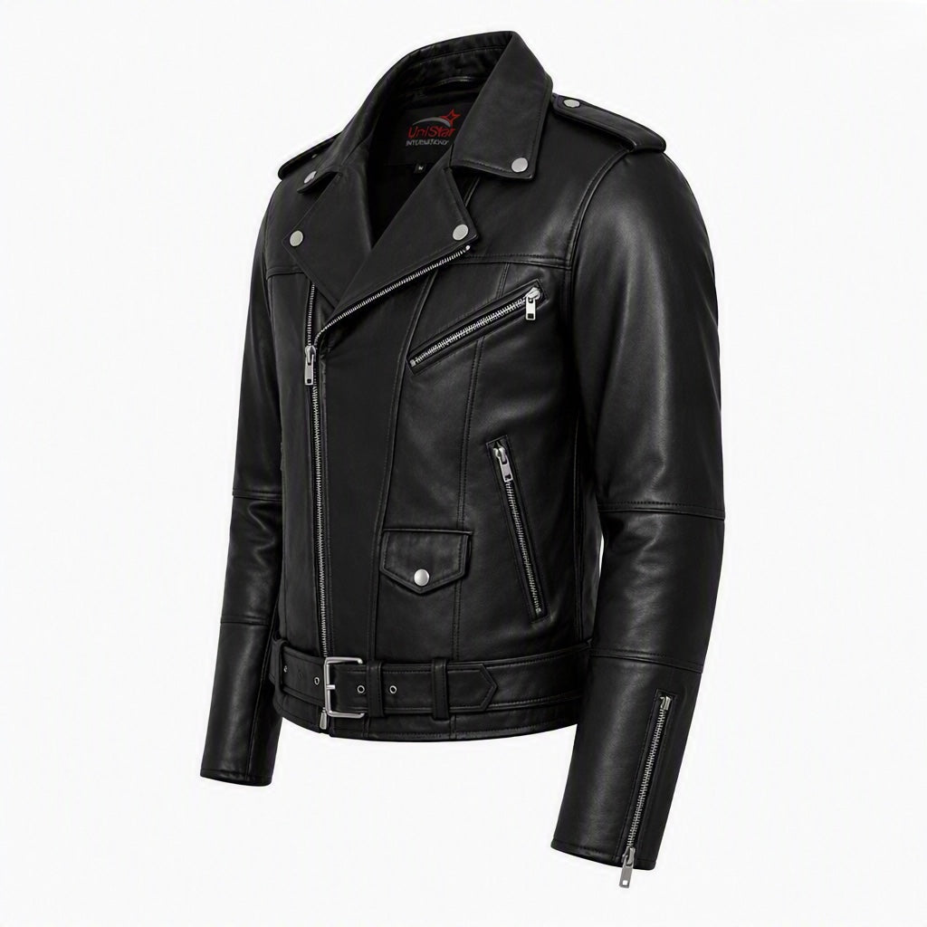 Real Leather Asymmetric Fashion Jacket