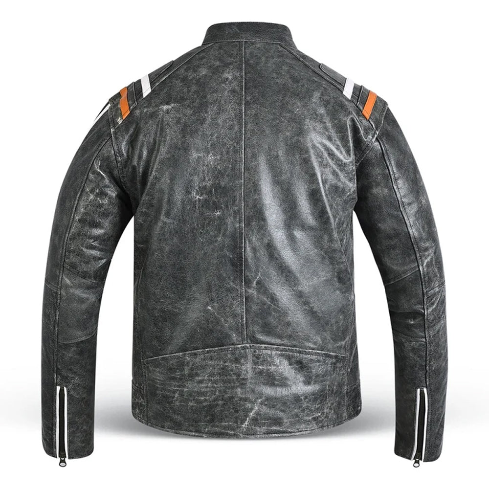 Blouson en cuir style motard vintage (Prix promotionnel)