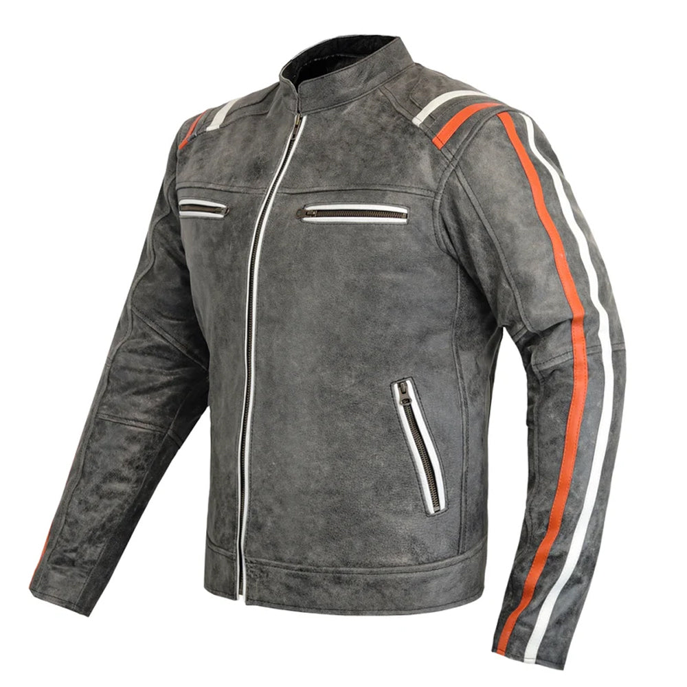 Blouson en cuir style motard vintage (Prix promotionnel)
