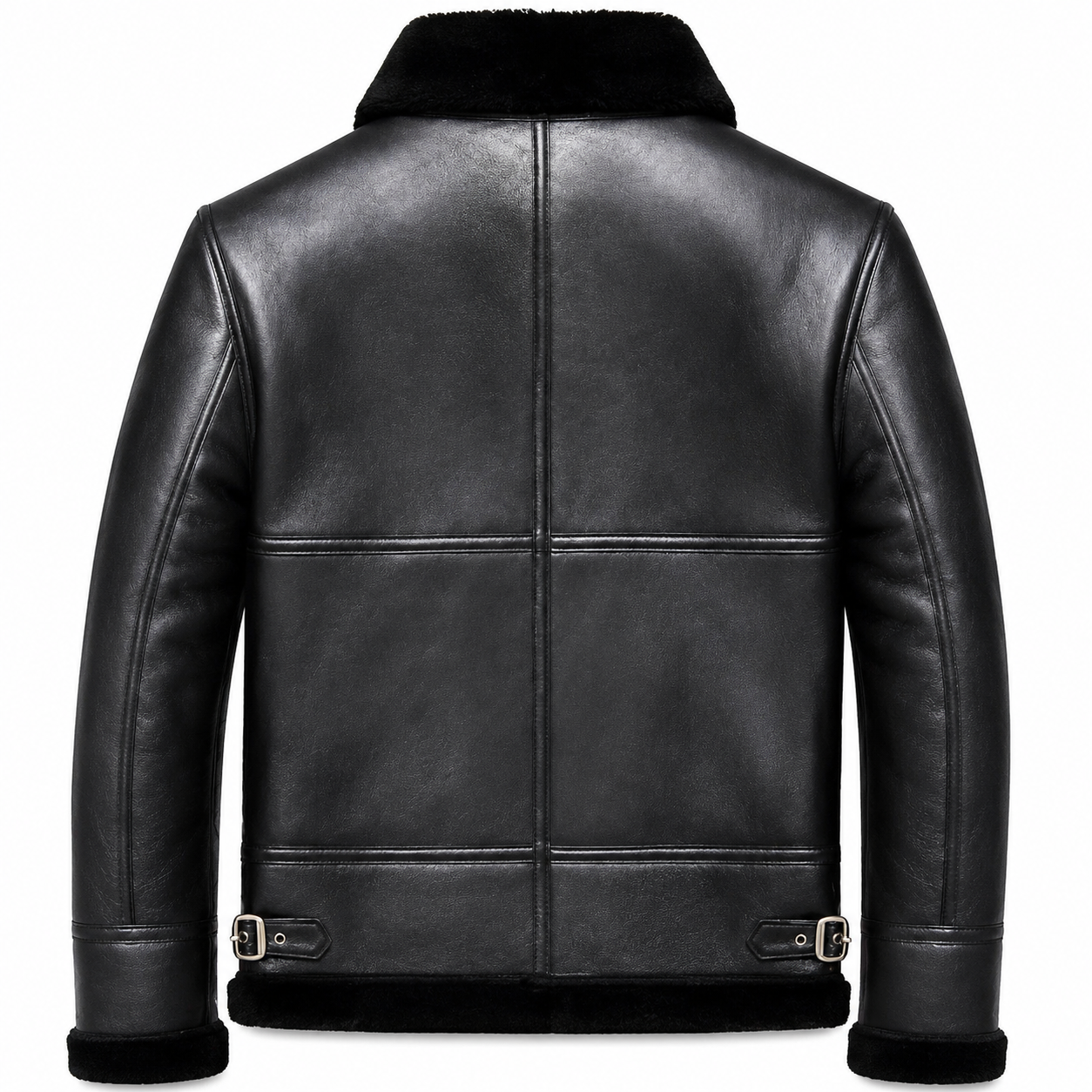 Men's Shearling Black RAF Aviator Real Sheep Skin Leather Jacket