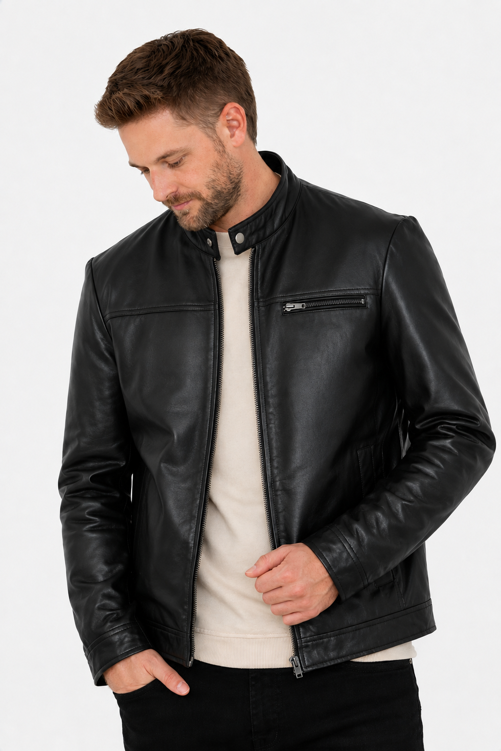Blouson en Cuir Homme