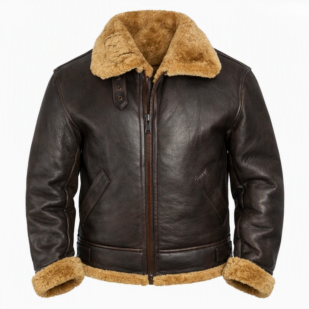 Men’s Classic B-3 Aviator Real Sheepskin Leather Jacket