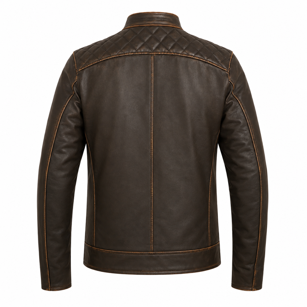 Antique Brown Biker style Leather Jacket Waxed (Promotional Price)